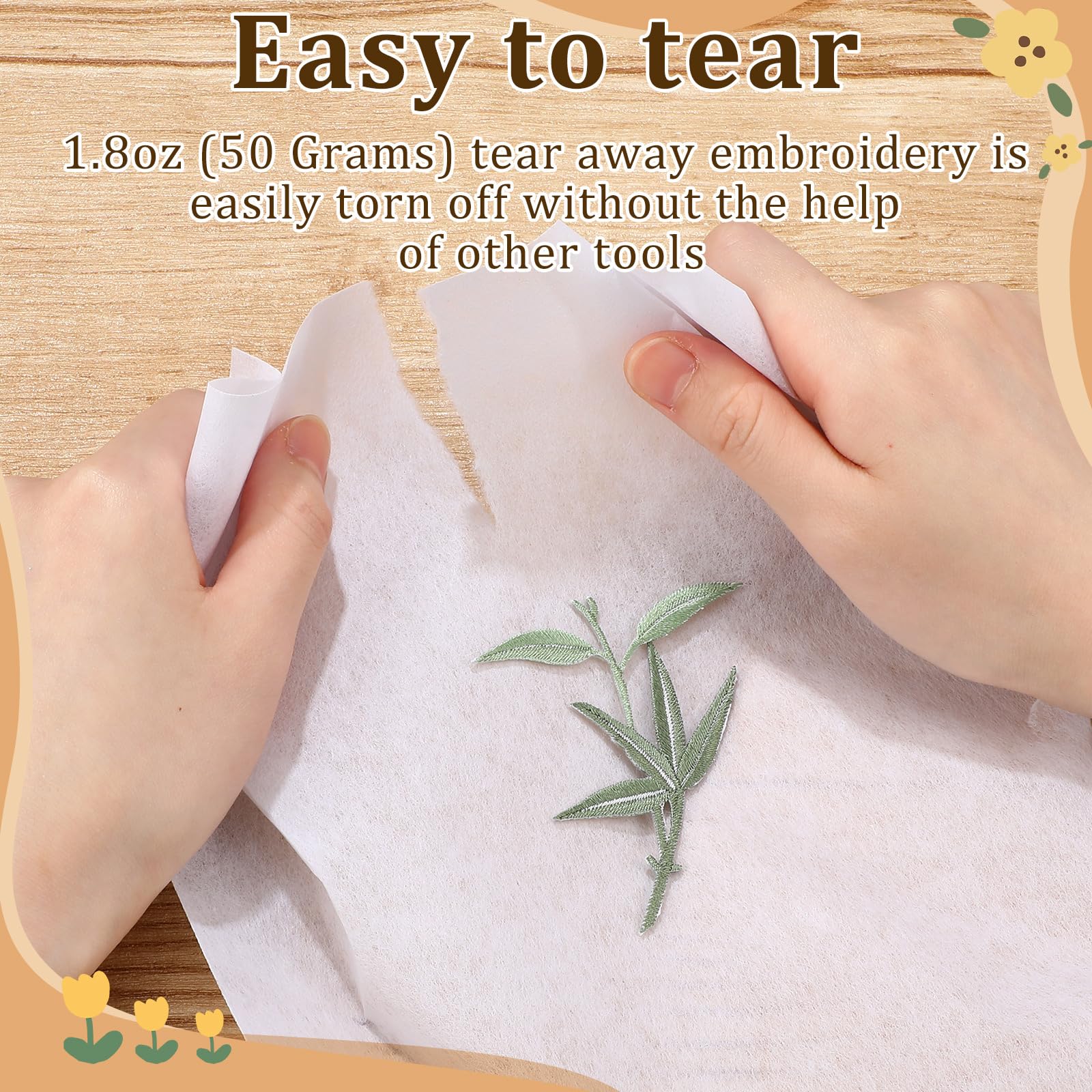 Sewtalent Tear Away Embroidery Stabilizer 12" x 50 Yd Roll – 1.8 oz Medium Weight Backing for Machine Embroidery & Hand Sewing Support - Image 8