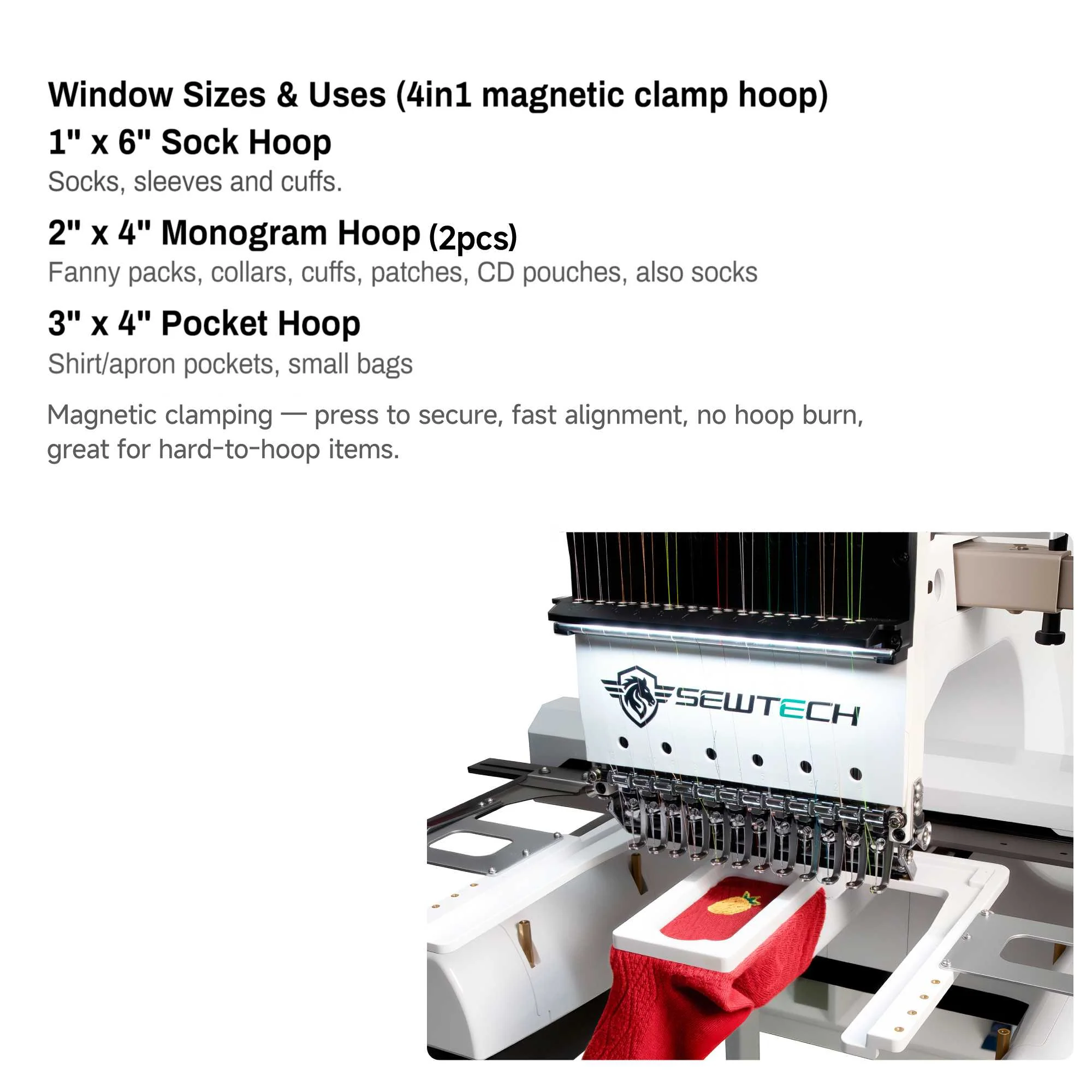 4in1 Magnetic Fast Frame Kit for REDLINE Mini 1201 / Classic Pro 1501 5th Generation/ Pro 1501 6th Generation/ 1503 Embroidery Machines - Image 3