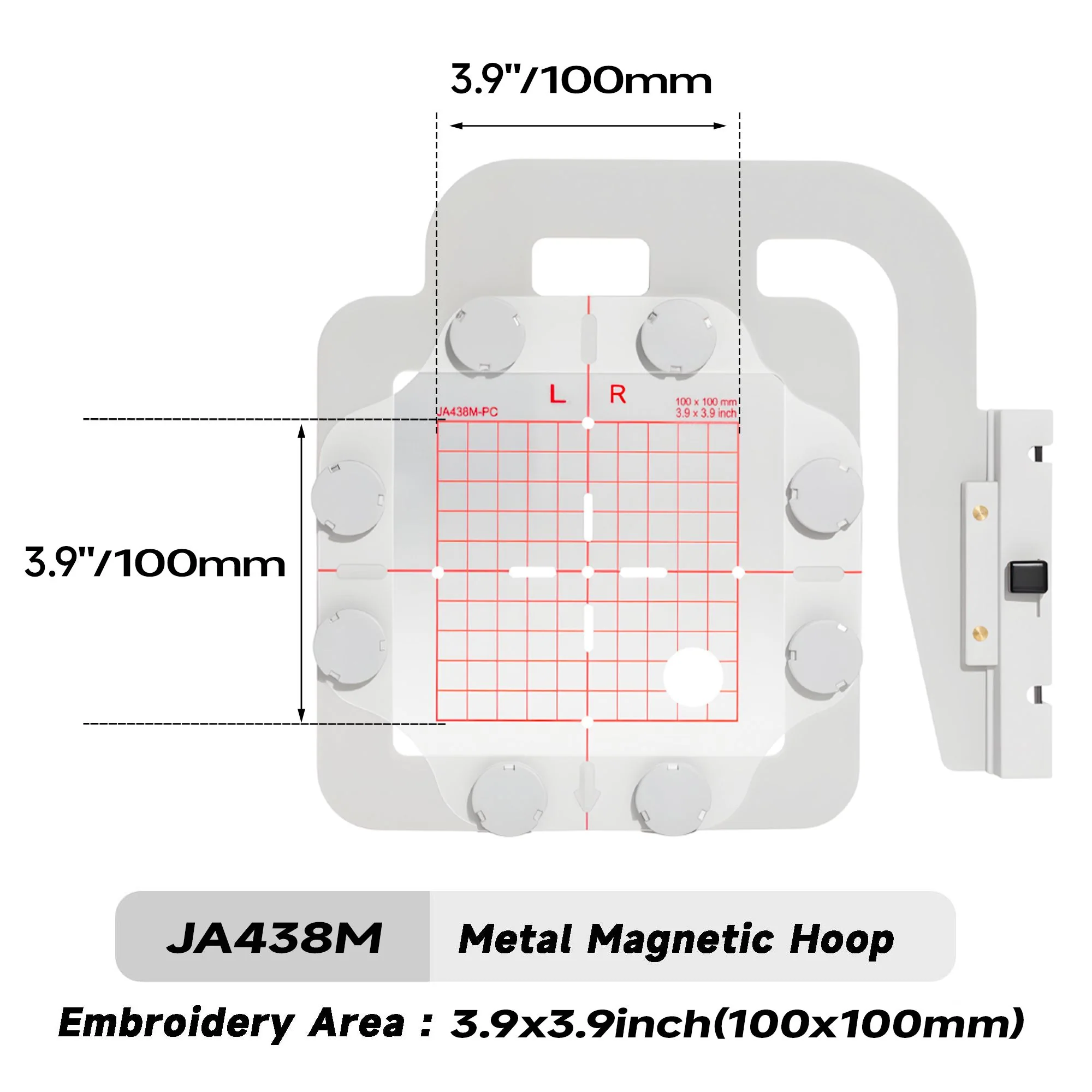 JA438M Magnetic Hoop 3.9x3.9" 100x100mm for Janome Memory Craft 550E / 500E / 450E / 400E Embroidery Machine