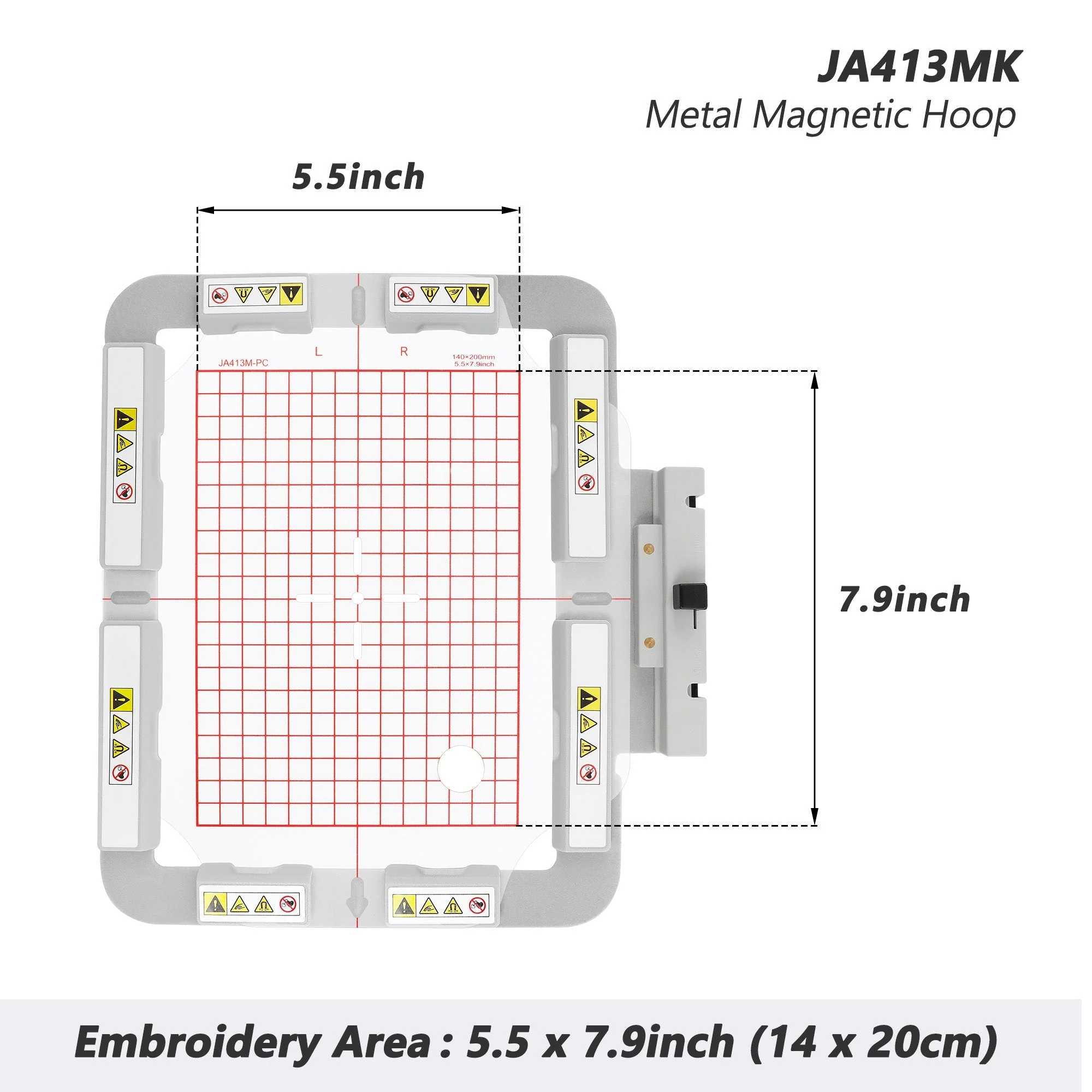 JA41-2345MK Metal Magnetic Embroidery Hoop (Long-bar Magnets) for Elna Expressive 830 830L Embroidery Machine - Image 3