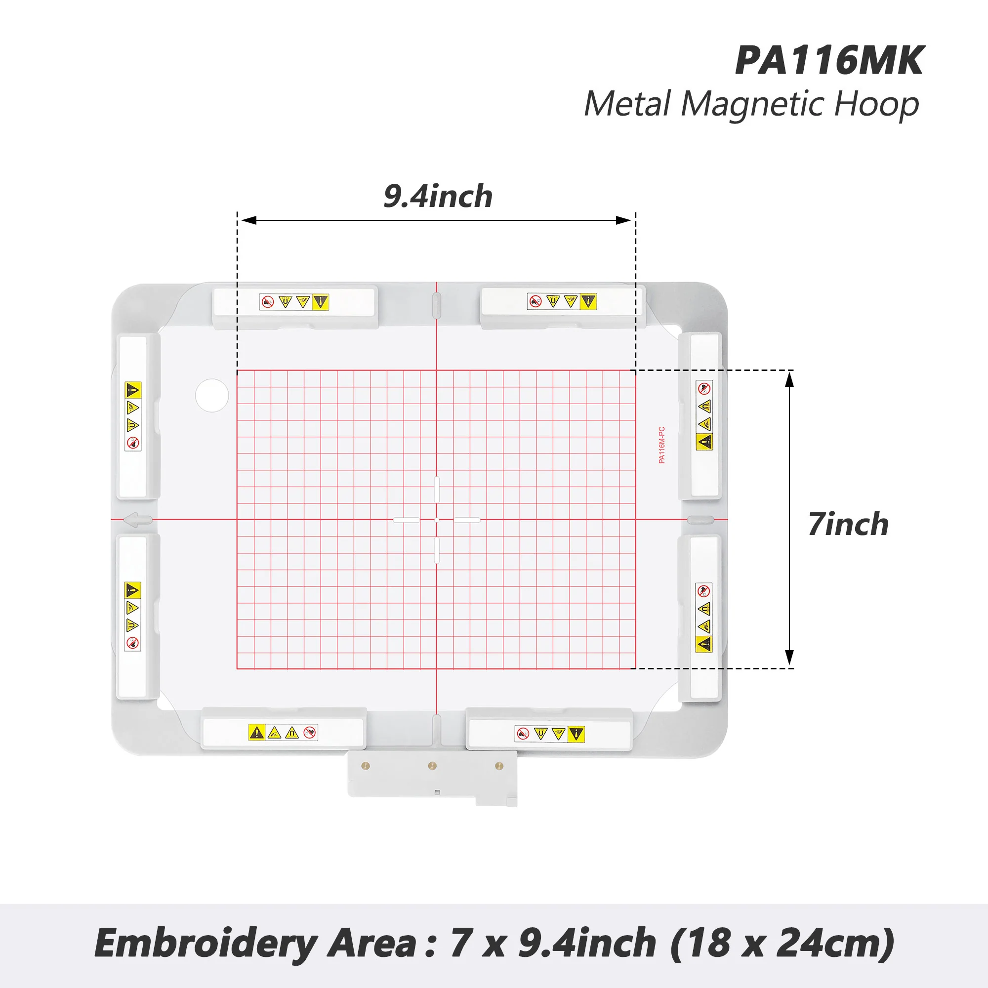 PA116MK 7"x9.4" 180x240mm Metal Magnetic Hoop (Long-bar Magnets) for Husqvarna Viking Designer Diamond Topaz Epic etc. Pfaff Creative Sensation Embroidery Machine - Image 5