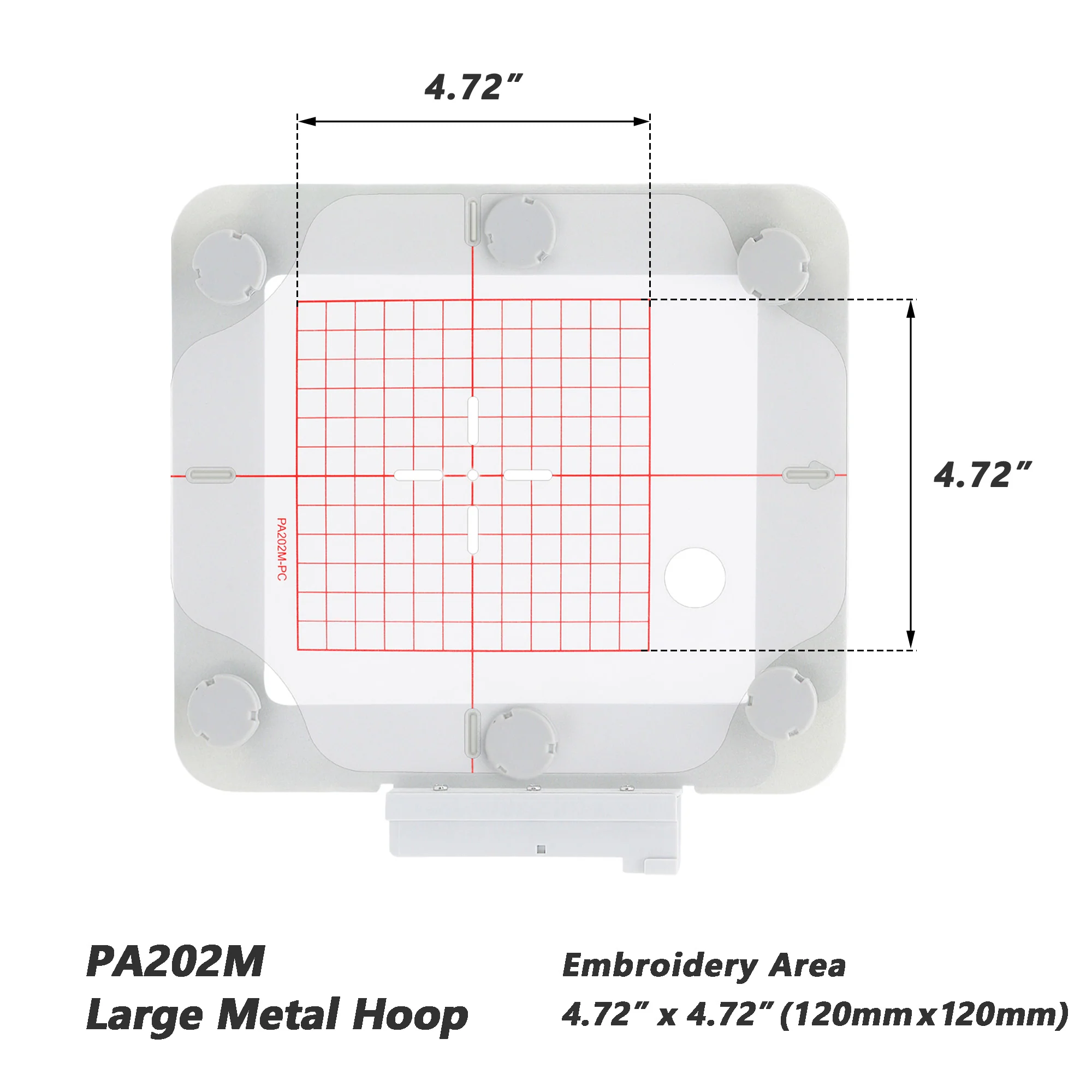 PA202M 4.72"x4.72" 120x120mm Metal Magnetic Hoop for Husqvarna Viking Designer Diamond Ruby Topaz etc. Pfaff Creative Embroidery Machine