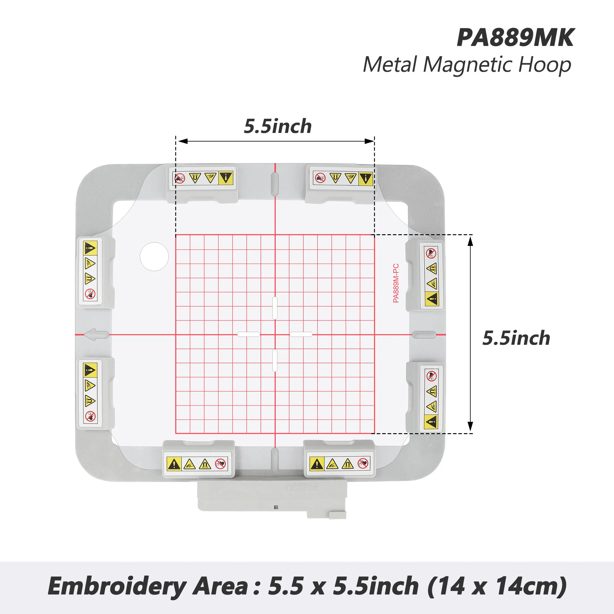 PA889MK 5.5" x 5.5"140x140mm metal Magnetic Hoop (Long-bar Magnets) for Husqvarna Viking Designer Diamond etc. Pfaff Creative Sensation Embroidery Machine - Image 2