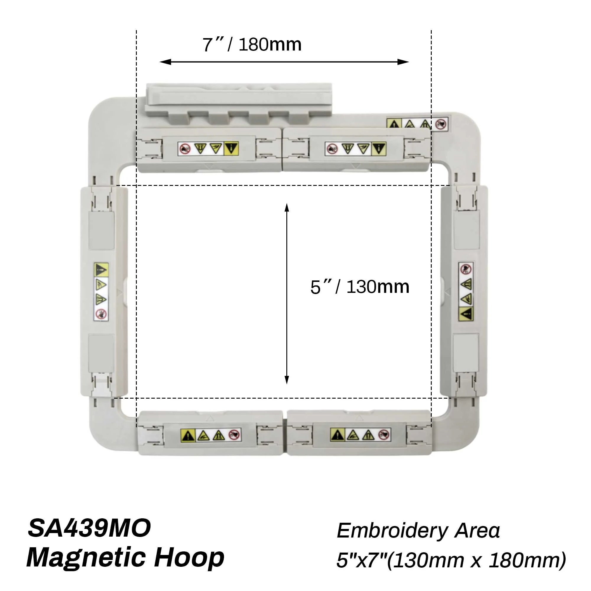 SA439MO 5x7" 130x180mm Brother SAMF180 Babylock EMF180 Hoopnetic 5x7" Magnetic Flat Sash Frame (Long-bar Magnets) for Brother Innovis NQ1700E NQ1600E NQ1400E NQ3600D Dream Machine 2 VE2200 4000D 1500D V7 V5 VM5200 BabyLock EMF180 Embroidery Machine