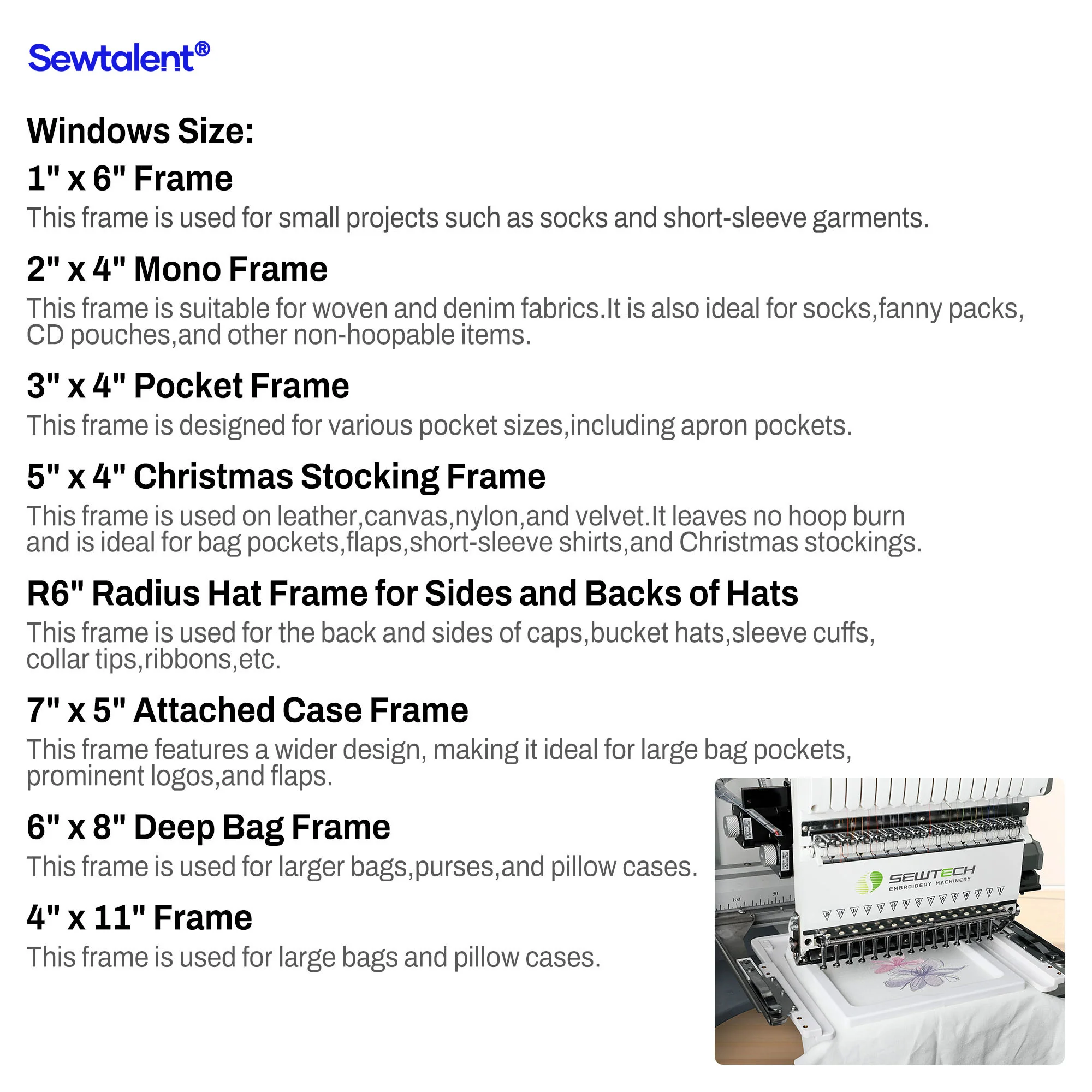 Sewtalent 8in1 Magnetic Fast Frame kit magnetic Hoops for  SOWI Commercial Embroidery Machine - Image 5
