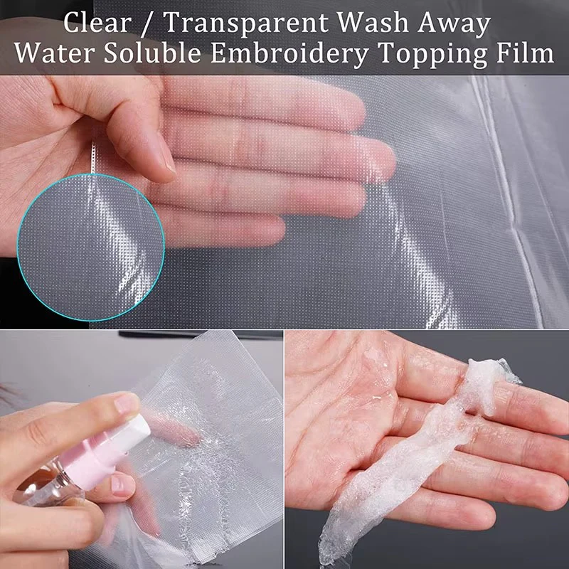 Sewtalent Light Weight Clear Wash Away Embroidery Stabilizer – Water Soluble Topping Film 12" x 25 Yards Roll for Machine Embroidery & Hand Sewing - Image 4