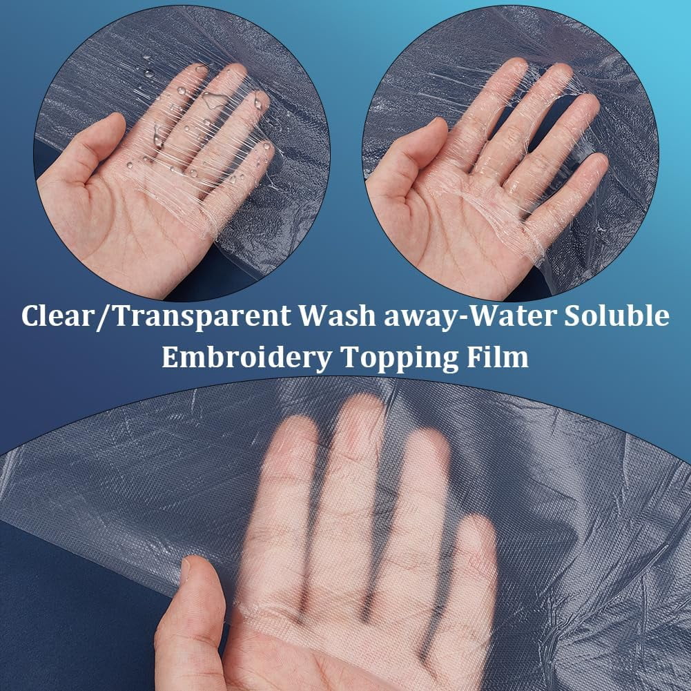 Sewtalent Light Weight Clear Wash Away Embroidery Stabilizer – Water Soluble Topping Film 12" x 25 Yards Roll for Machine Embroidery & Hand Sewing - Image 5