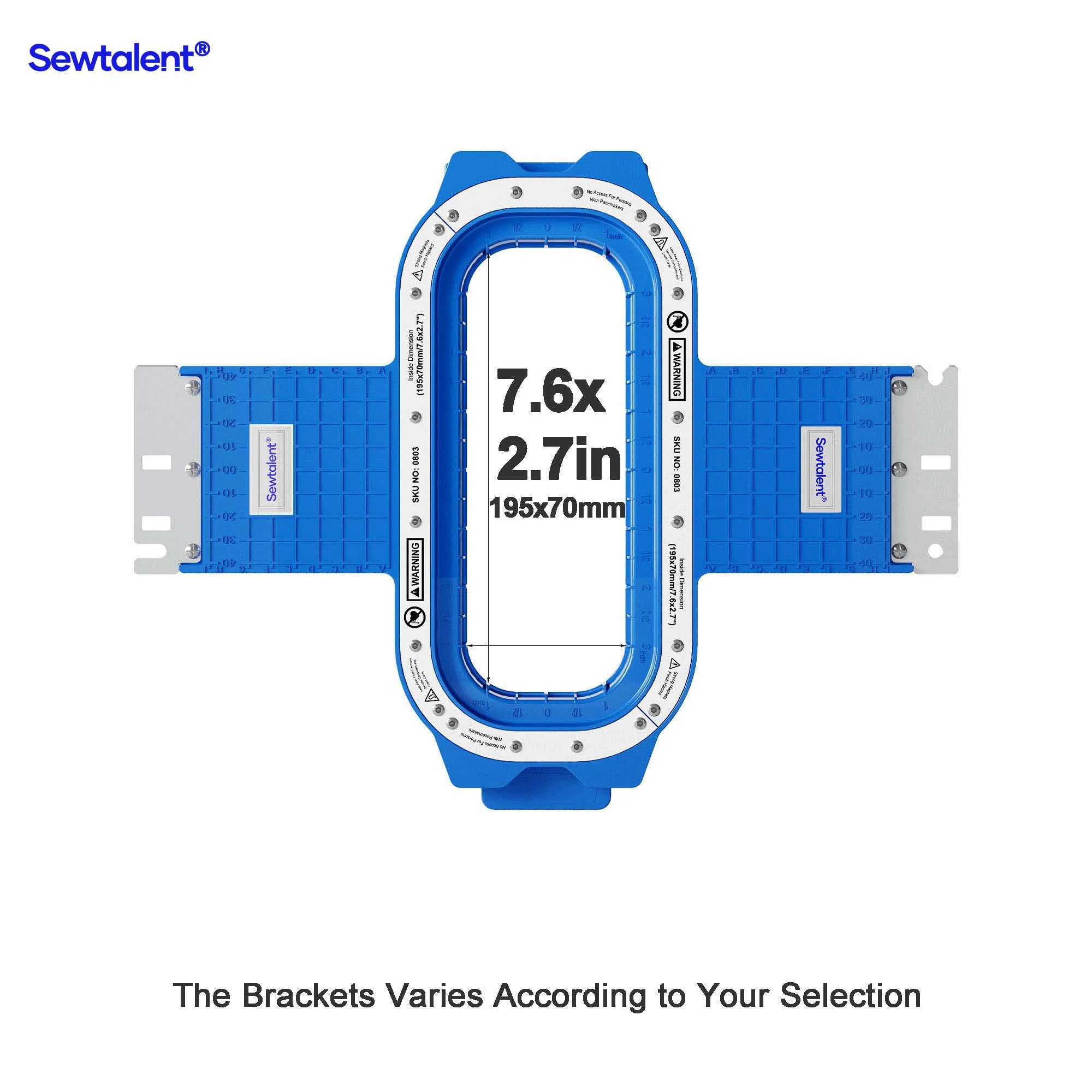 Sewtalent Magnetic Embroidery Hoop 7.6"x2.7" | 195x70mm for Tajima Juki SAI/TEHX/TEJT/TEMX-C/TFHX-IIC/TFMX-C/TFMX-IIC/TMAR/TMBP-SC/TMBP2-SC/TMBP2-XC/TMBR-SC/TMBU-S/TMEX/TMEZ-KC/TMEZ-SC/TMFX/TUMX/TWMX-C Embroidery Machines