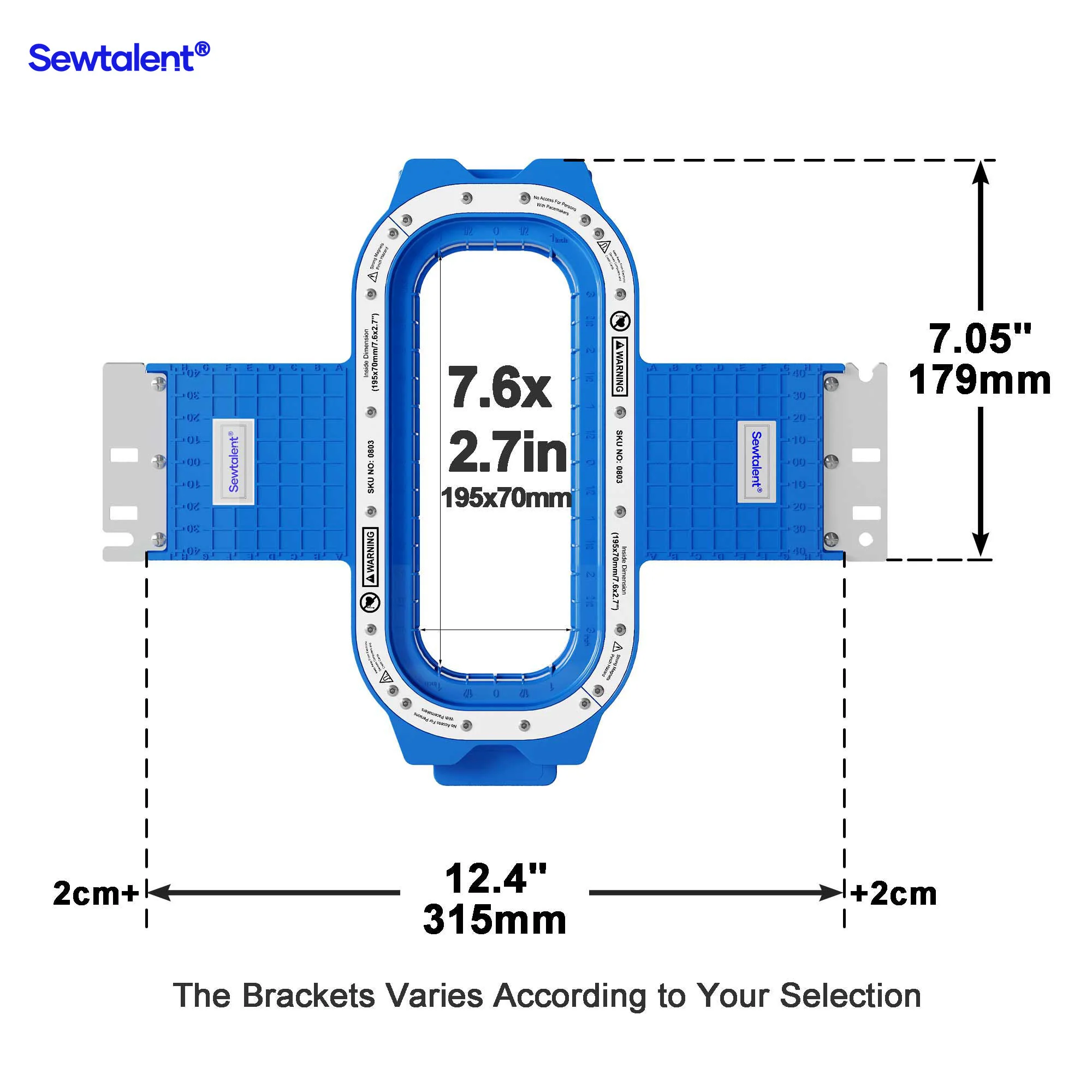 Sewtalent Magnetic Embroidery Hoop 7.6"x2.7" | 195x70mm for Tajima Juki SAI/TEHX/TEJT/TEMX-C/TFHX-IIC/TFMX-C/TFMX-IIC/TMAR/TMBP-SC/TMBP2-SC/TMBP2-XC/TMBR-SC/TMBU-S/TMEX/TMEZ-KC/TMEZ-SC/TMFX/TUMX/TWMX-C Embroidery Machines - Image 2