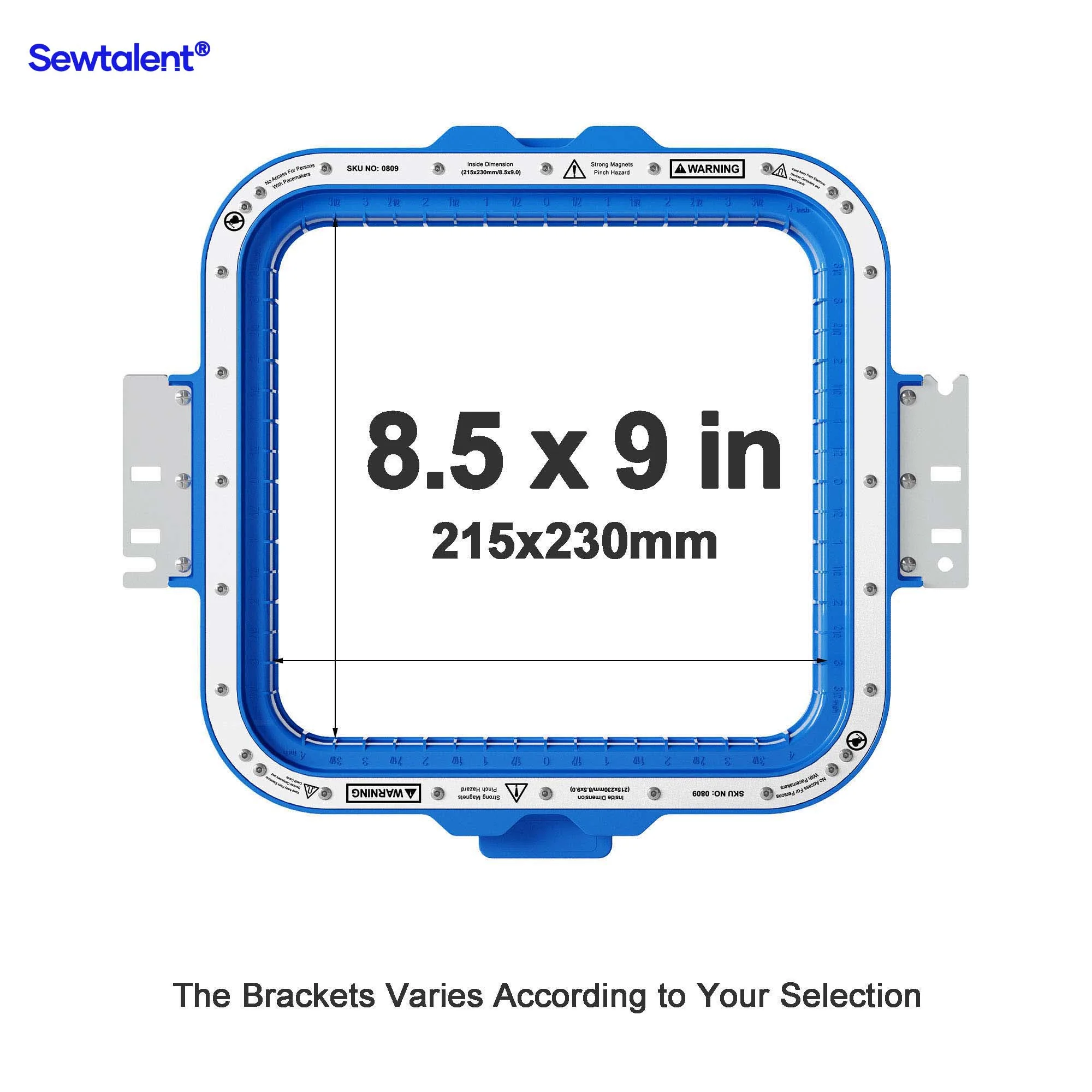 Sewtalent Magnetic Embroidery Hoop 8.5"x9" | 215x230mm for Tajima Juki SAI/TEHX/TEJT/TEMX-C/TFHX-IIC/TFMX-C/TFMX-IIC/TMAR/TMBP-SC/TMBP2-SC/TMBP2-XC/TMBR-SC/TMBU-S/TMEX/TMEZ-KC/TMEZ-SC/TMFX/TUMX/TWMX-C Embroidery Machine