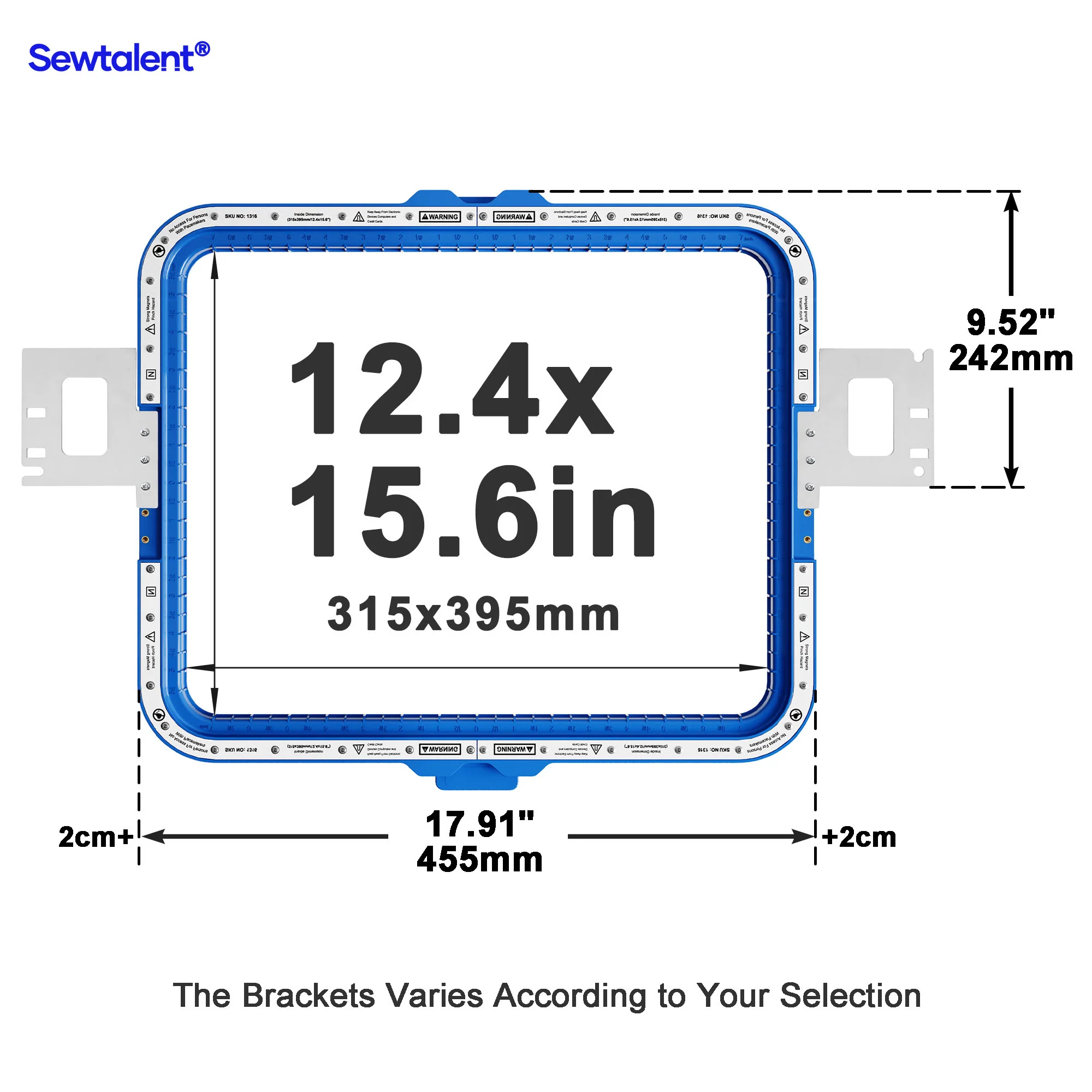 Sewtalent Magnetic Hoop 12.4"x15.6" | 315x395mm for CBL Commercial Embroidery Machines - Image 2