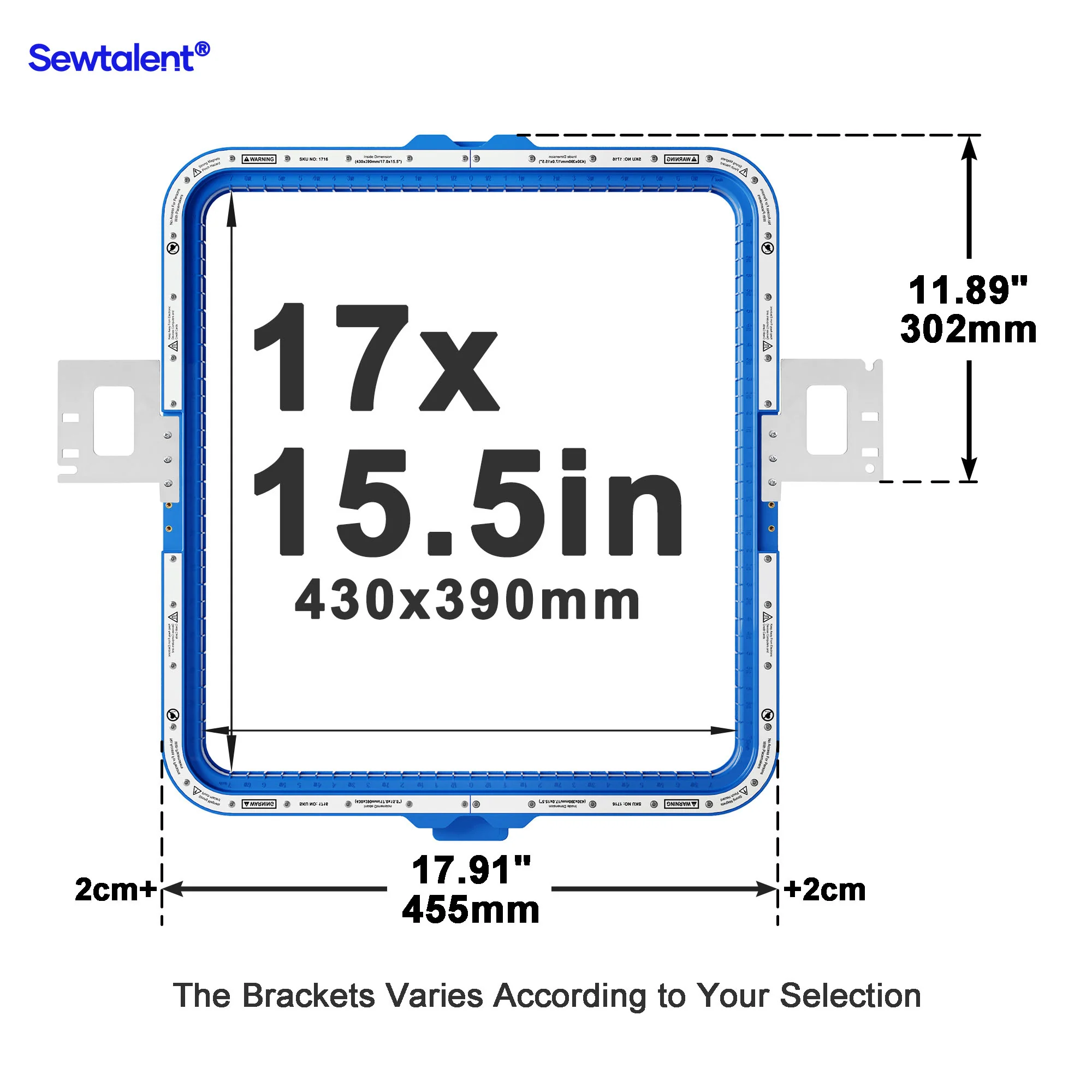 Sewtalent Magnetic Hoop 17"x15.5" | 430x390mm for TSM Commercial Embroidery Machines - Image 2