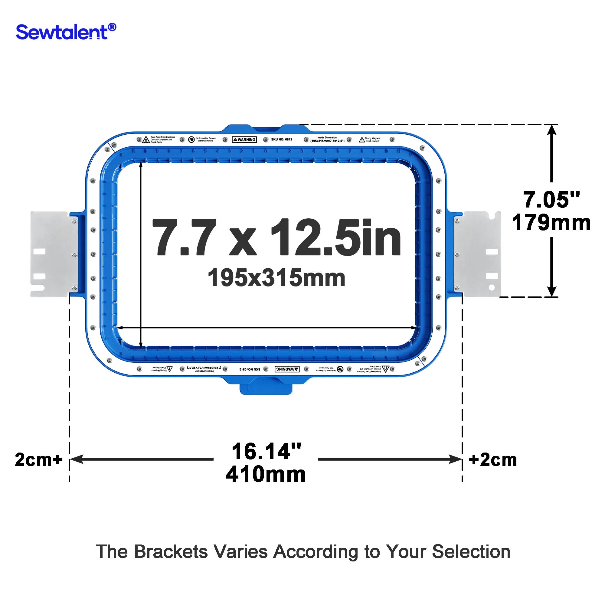 Sewtalent Magnetic Hoop 7.7″x12.5″ | 195x315mm for Elna Expressive 940/970 Embroidery Machine - Image 2