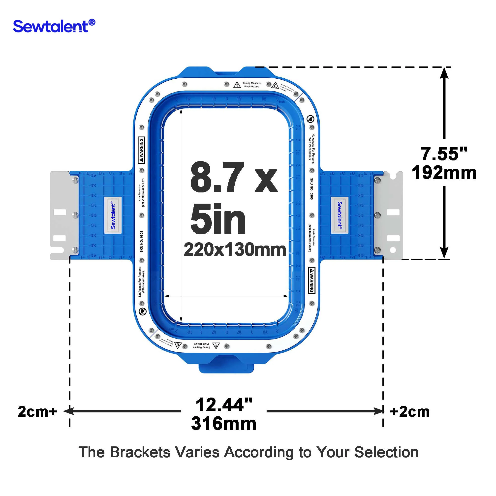 Sewtalent Magnetic Hoop 8.7″x5″ | 220x130mm for BAI The MIRROR | The VISION | The VISION 2 HEADS | KESI 1504 | KESI 1506 | KESI 1508 Embroidery Machines - Image 2