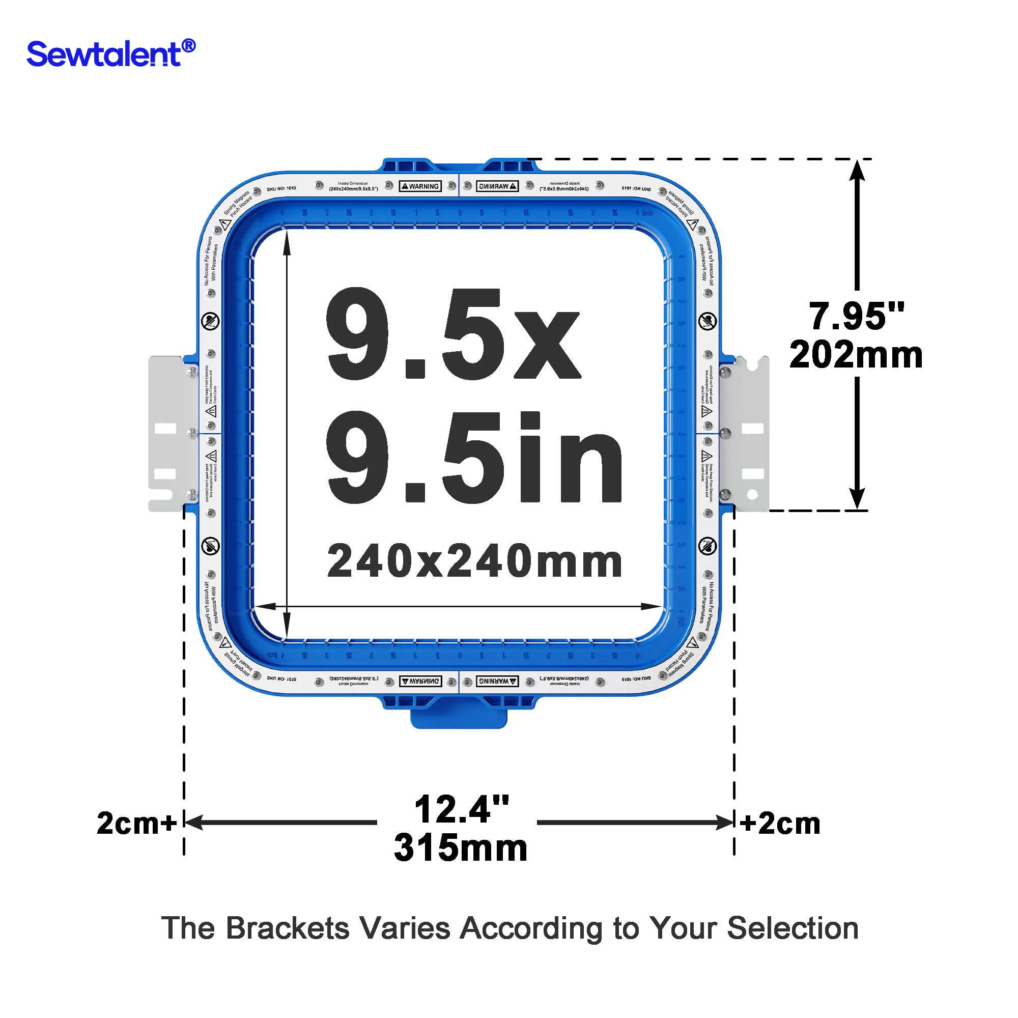 Sewtalent Magnetic Hoop 9.5*9.5" | 240x240mm for BAI The MIRROR | The VISION | The VISION 2 HEADS | KESI 1504 | KESI 1506 | KESI 1508 Embroidery Machines - Image 11