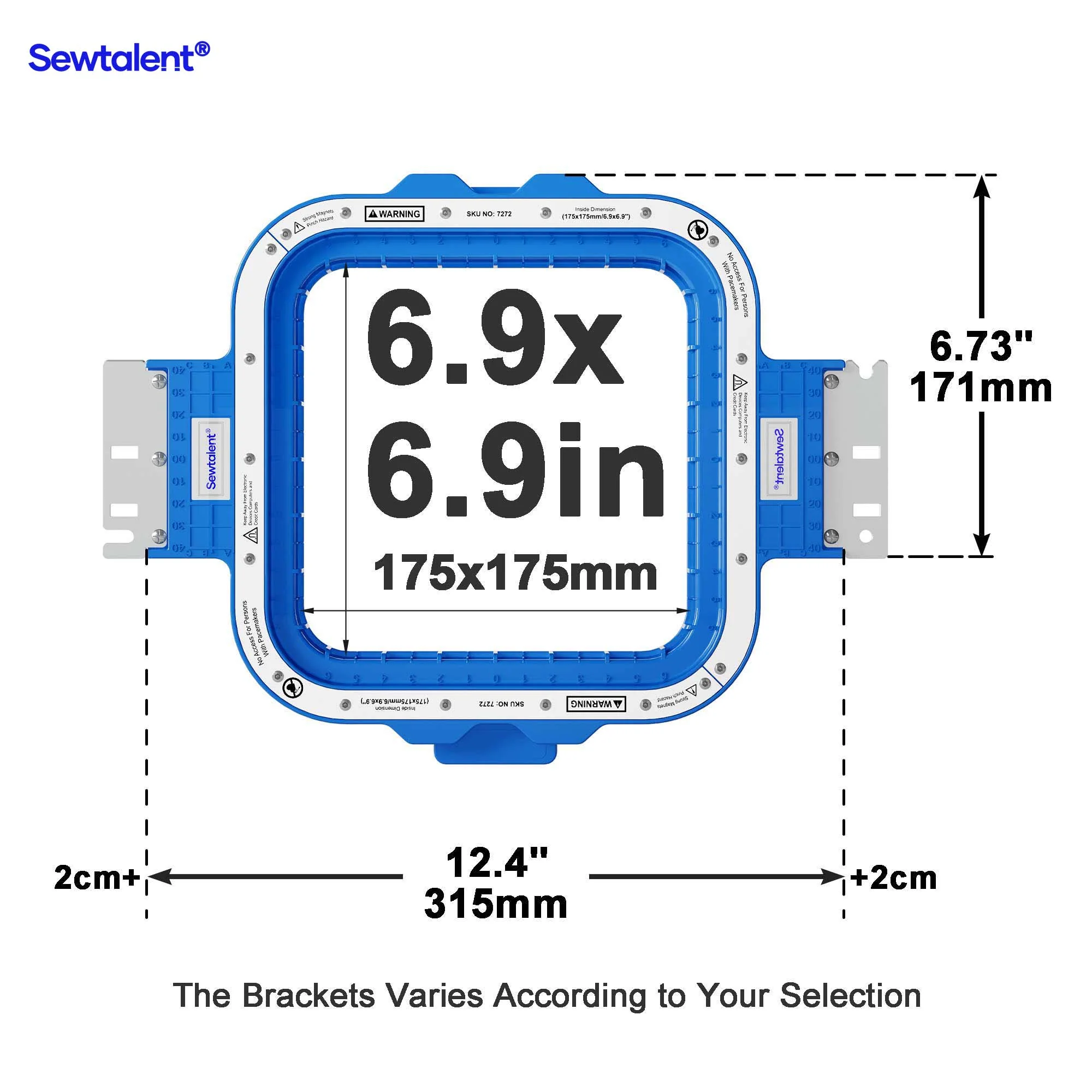 Sewtalent Magnetic Hoops 6.9″x6.9″ | 175x175mm for BAI The MIRROR | The VISION | The VISION 2 HEADS | KESI 1504 | KESI 1506 | KESI 1508 Embroidery Machines - Image 2