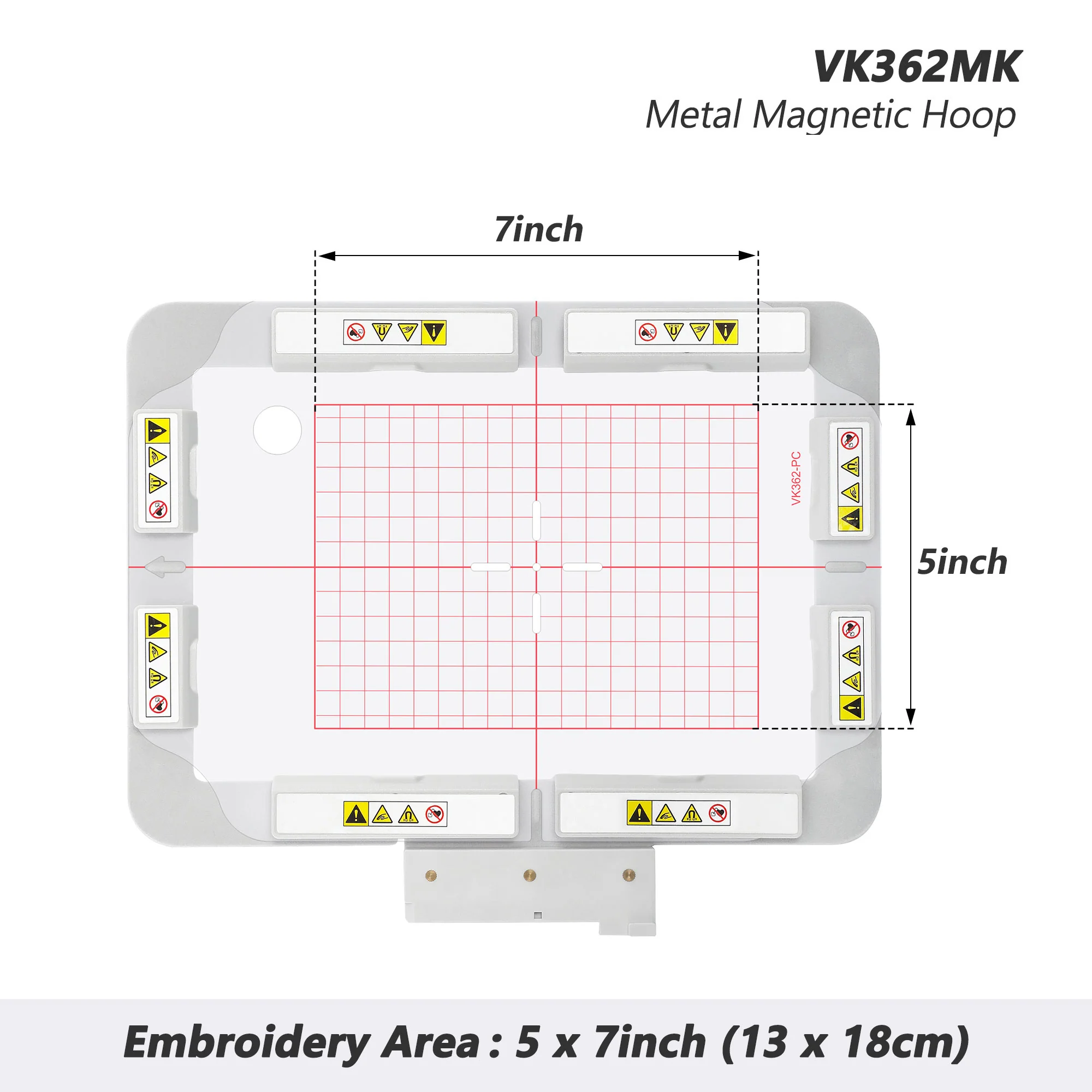 VK362MK 7"x5" 180x130mm Metal Magnetic Hoop (Long-bar Magnets) for Husqvarna Viking Designer Diamond Ruby Royale Topaz etc. Pfaff Creative Embroidery Machine - Image 5