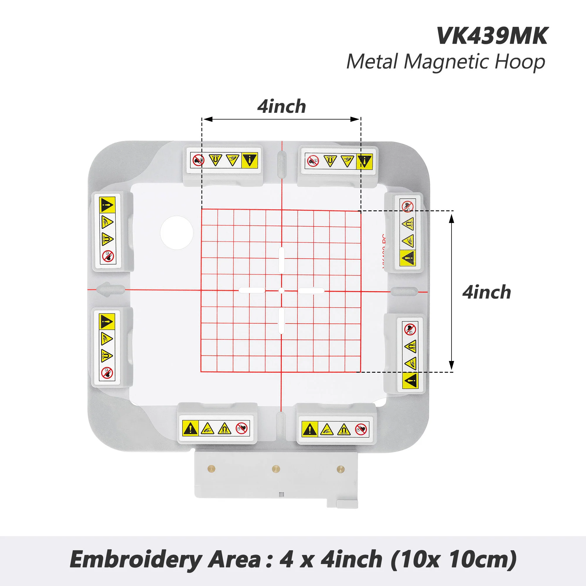 VK439MK 4"x4" 100x100mm metal Magnetic Hoop (Long-bar Magnets) for Husqvarna Viking Ruby Topaz Jade etc. Pfaff Vision Ambition Embroidery Machine - Image 6